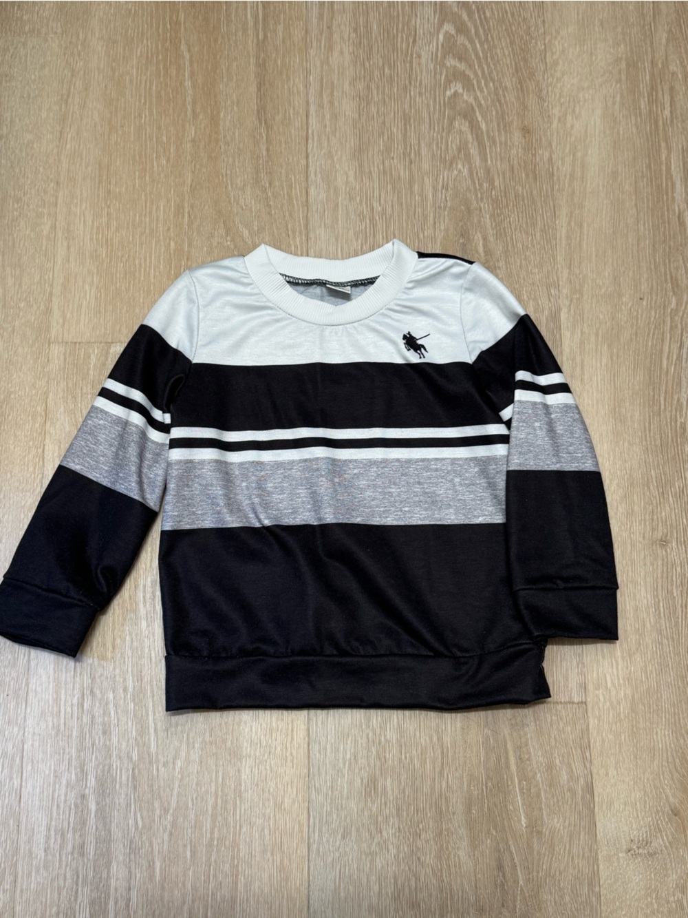 Kids Black, Gray & White Stripe Crewneck Sweatshirt